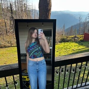 Purple, Blue, and Green tie-dye cropped tank top
